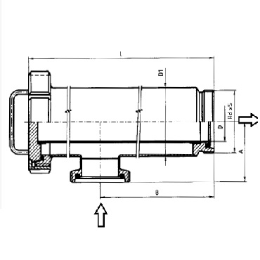 5351 - Трубный фильтр прямоугловной P - P . Чертеж