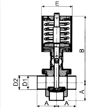 4731 P - Седельный клапан двойной С- С- С, Тип T, пневматический. Чертеж