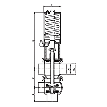 4734 С - P45 - Седельный клапан угловой, Тип LT, пневматический