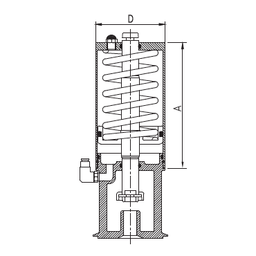 4745 (P45) - Вертикальный пневматический привод одинарного действия воздух-пружина S-R. Чертеж